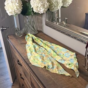 Lightweight Floral Scarf in Yellow, Blue, Green